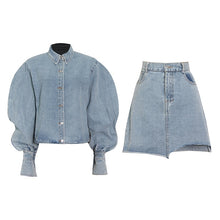 Load image into Gallery viewer, My Dreams are Calling Denim Mini Skirt Set