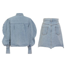 Load image into Gallery viewer, My Dreams are Calling Denim Mini Skirt Set